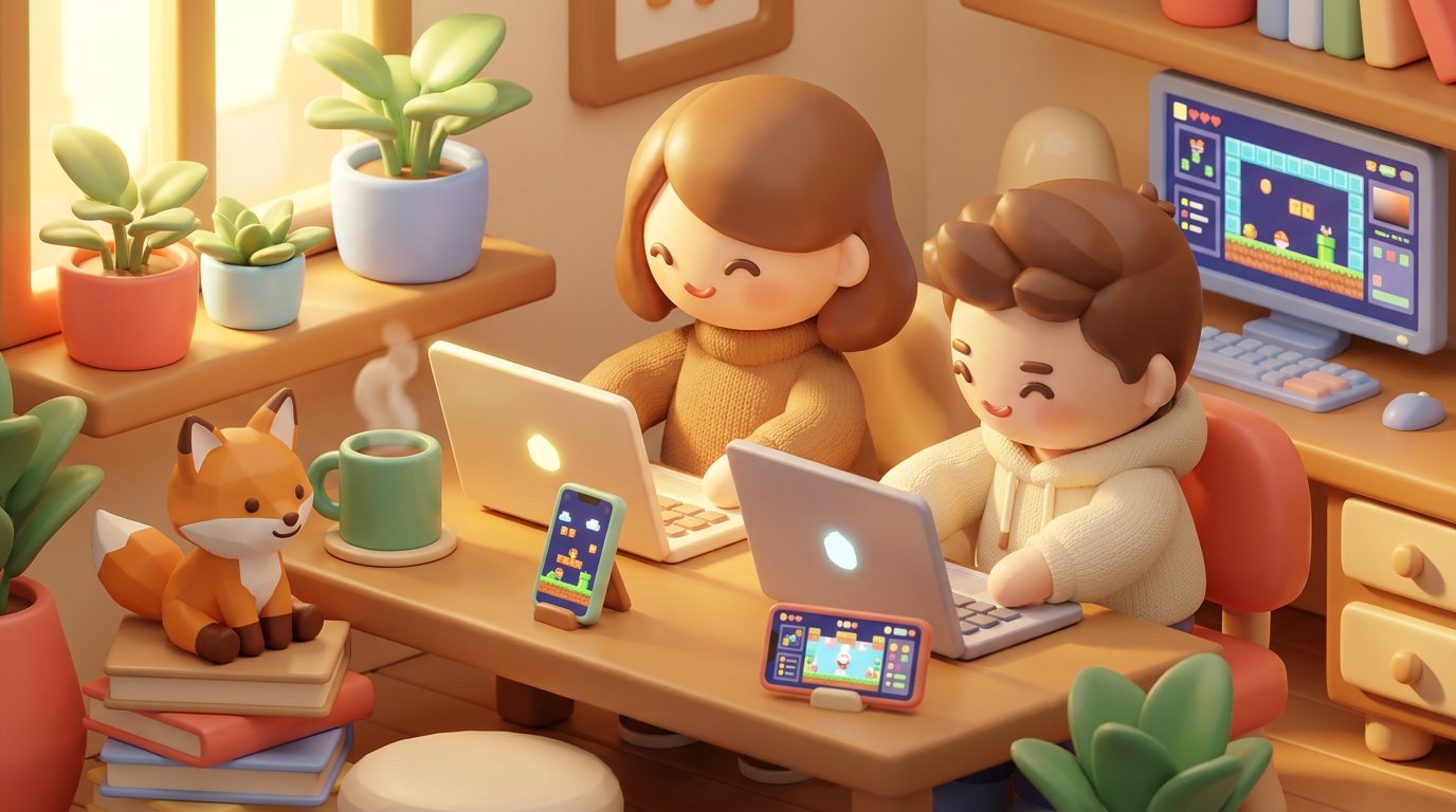 The DARKSOY family making games together