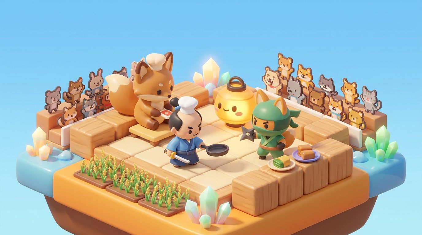 The DARKSOY characters playing in a cozy diorama arena